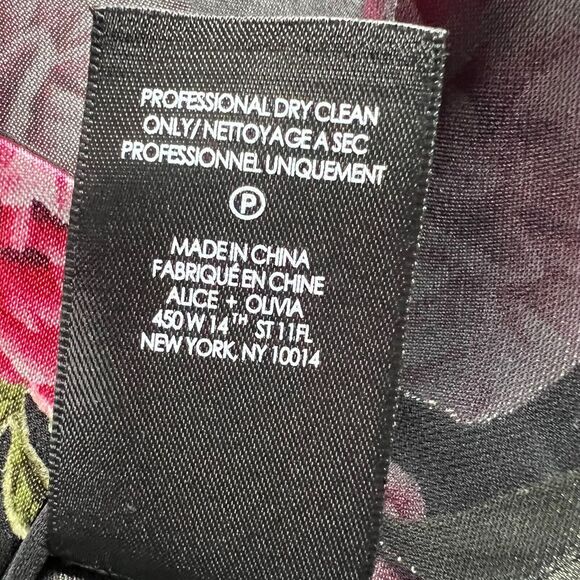 Alice Olivia Womens Floral Blouse Sz XS Silk Blend Button Down Sheer Romantic - Picture 11 of 12